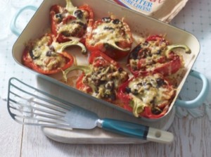 Stuffed Peppers Topped with Low Fat Cheese